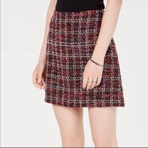 Maison Jules Women's Red/Black Tweed Plaid Lined A-line Mini Skirt size S